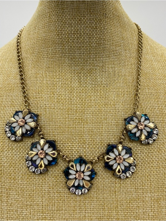 Jewelry - Faux Opal Rhinestone Floral Necklace